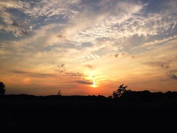 Silhouette of landscape at sunset