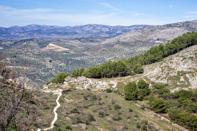 High angle view of mountains against sky in the province of granada, spain