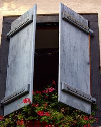 Open door of building