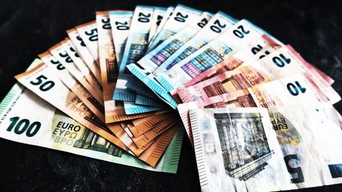 High angle view of text on table