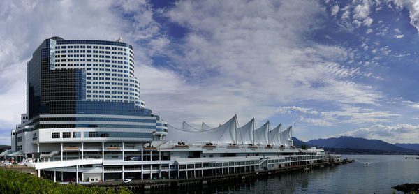 Panoramic view of modern buildings against sky