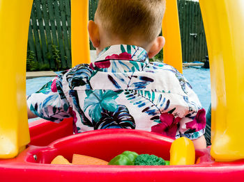 Boy playing in room