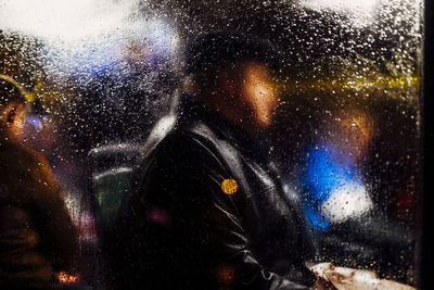 Close-up of raindrops on window