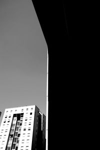 Low angle view of buildings against clear sky