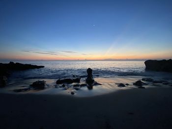 Scenic view of sea against sky during sunset