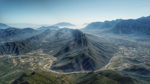 High angle view of mountain range