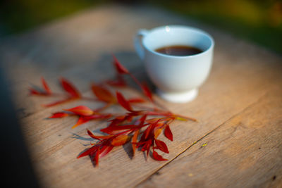 Close-up of orange tea on table