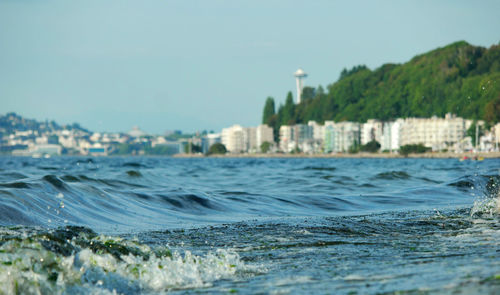 Seattle view from alki beach waterfront.