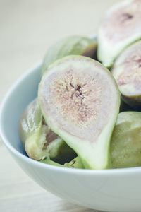 Close-up of fruits in bowl on table