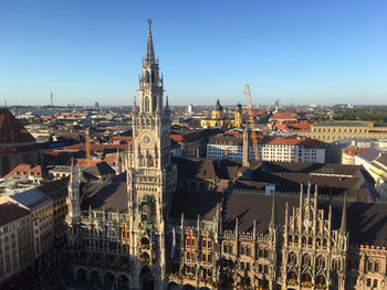 High angle view of buildings in city