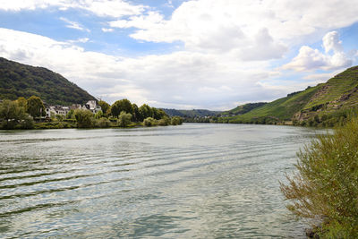 The moselle river in western germany near the mouth of the river in koblenz.