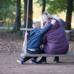 Rear view of women at playground