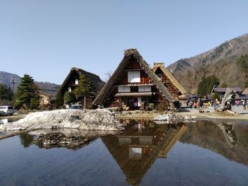 Reflection of buildings in lake