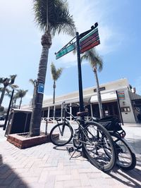 Low angle view of bicycle against sky