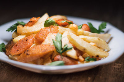 Close-up of meal served in plate