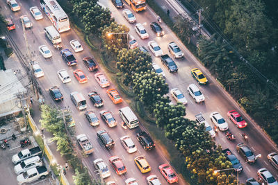 High angle view of traffic on roads