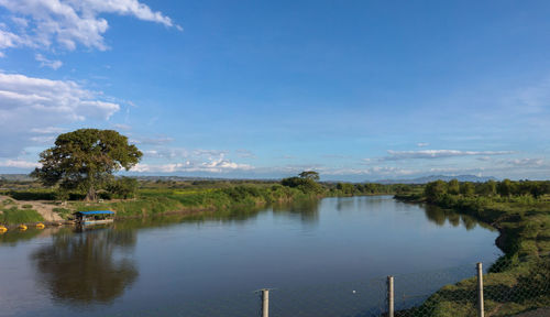 Scenic view of lake against sky