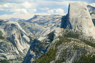 Panoramic view of rocky mountains against sky at yosemite national park