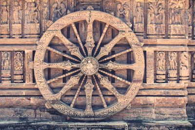 Close-up of carving on old wall