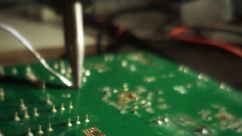 High angle view of table on floor