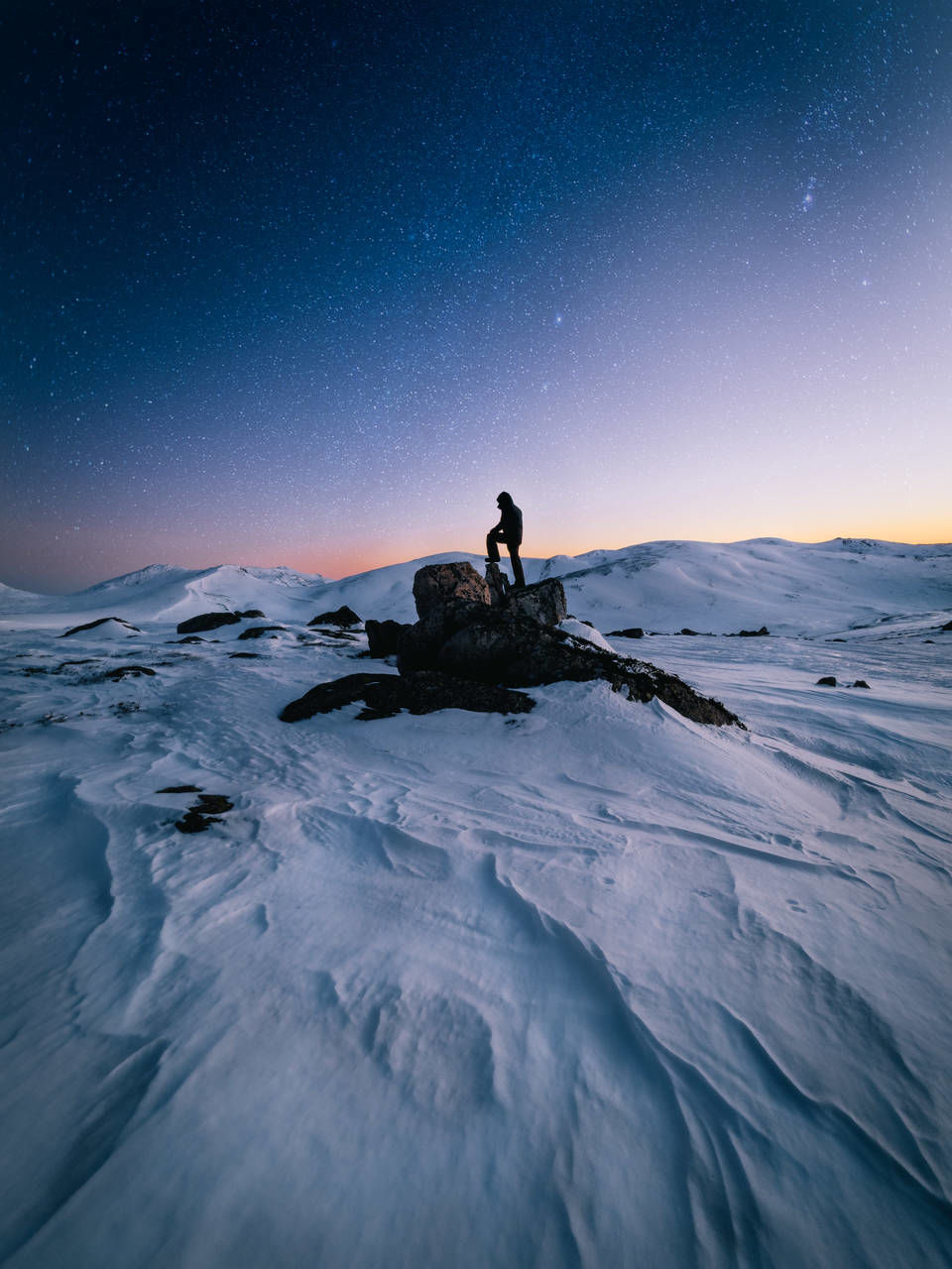 FULL LENGTH OF MAN SITTING ON SNOW