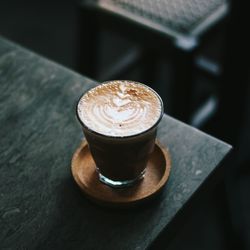 High angle view of coffee on table