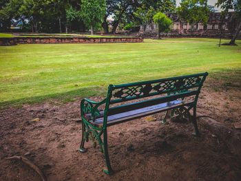 Empty bench in park