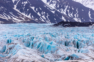Aerial view of frozen landscape