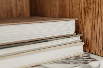 Close-up of books on table