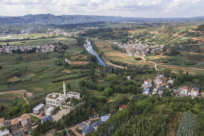 Aerial view of a hui mosque in yunnan, china