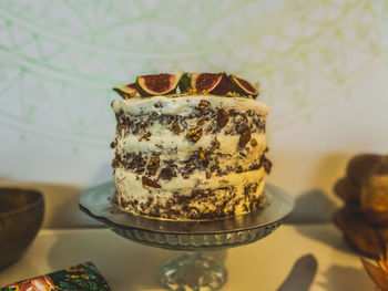 Close-up of cake on table