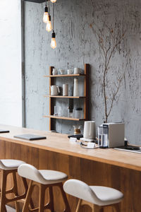 Empty chairs and table at home