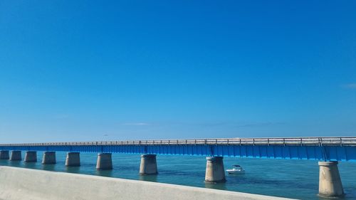 Pier over sea against clear blue sky. key west drive 