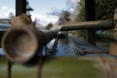 Close-up of water dripping from pipe