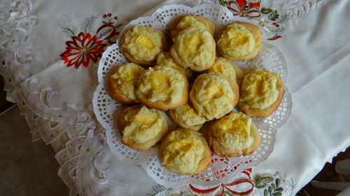 High angle view of food on table
