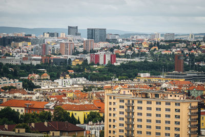 High angle view of townscape against sky
