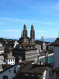 Cityscape against blue sky