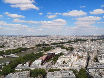 High angle view of townscape against sky