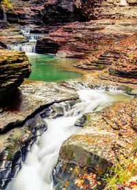 Water flowing through rocks