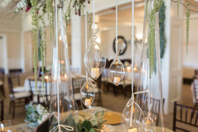 Flower decorations on dinning table