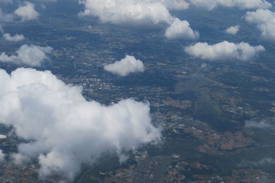 Aerial view of clouds over land