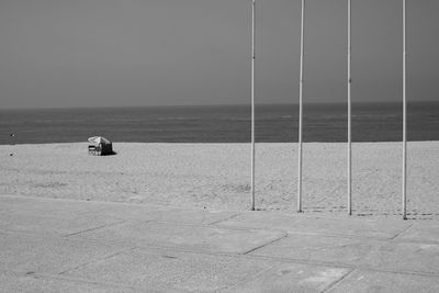 Sailboat on sea against clear sky