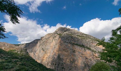 Low angle view of mountain against sky