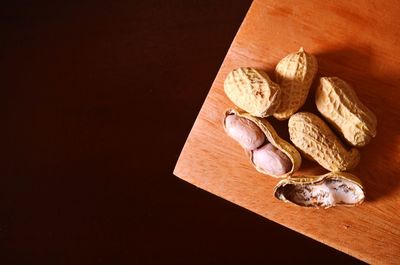 High angle view of eggs on table
