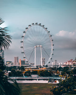 Ferris wheel in city against sky