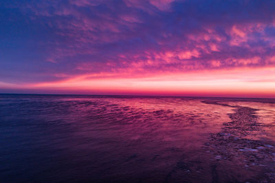 Scenic view of sea against sky at sunset