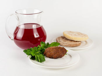 Close-up of breakfast served on table