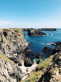 Scenic view of sea against clear sky