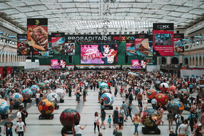 High angle view of people on the floor