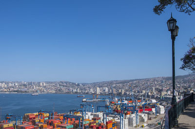 Elevated view of the harbour in valparaiso, chile